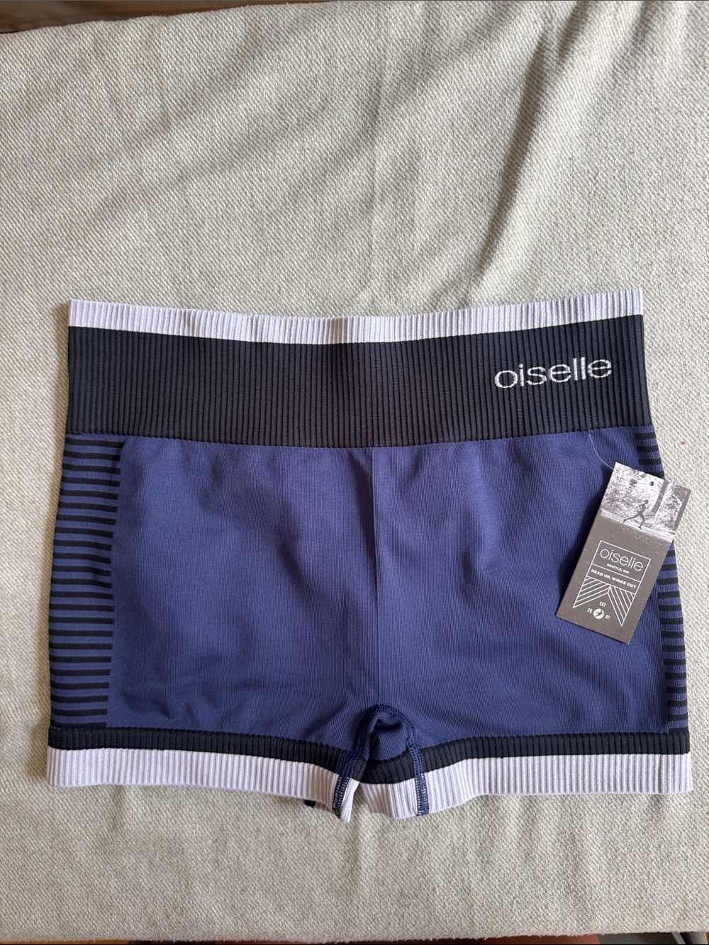 oiselle Navy and Black racer Shorts